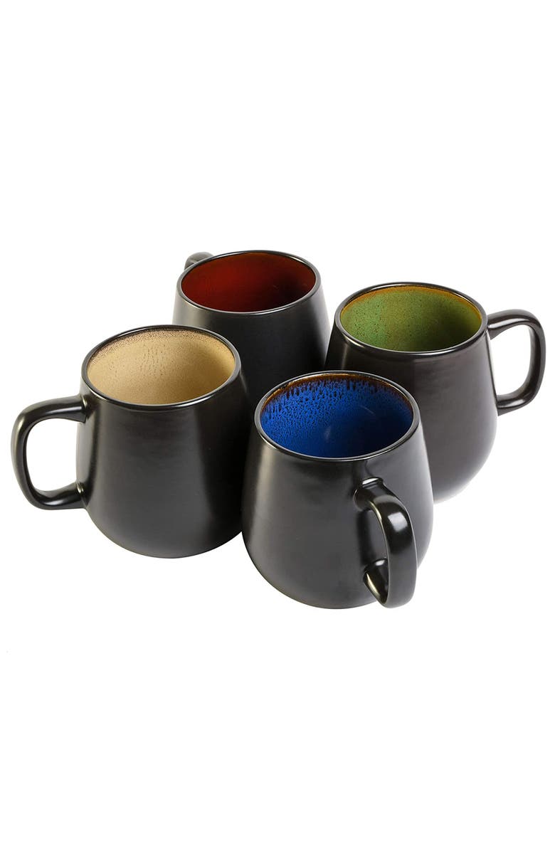 Gibson Home Soho Cafe 4 Piece 20 Ounce Stoneware Mug Set, Main, color, Black