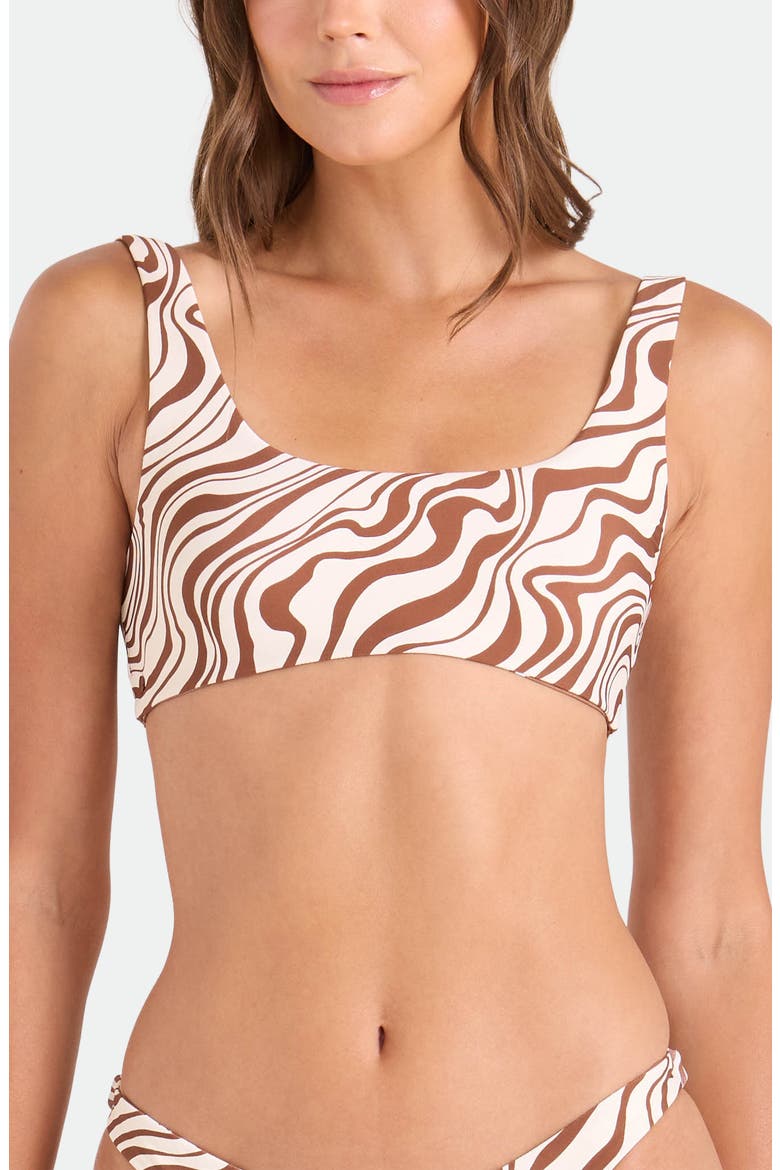 Coco Retro Bloom Reversible Bikini Top, Alternate, color, DARK BROWN
