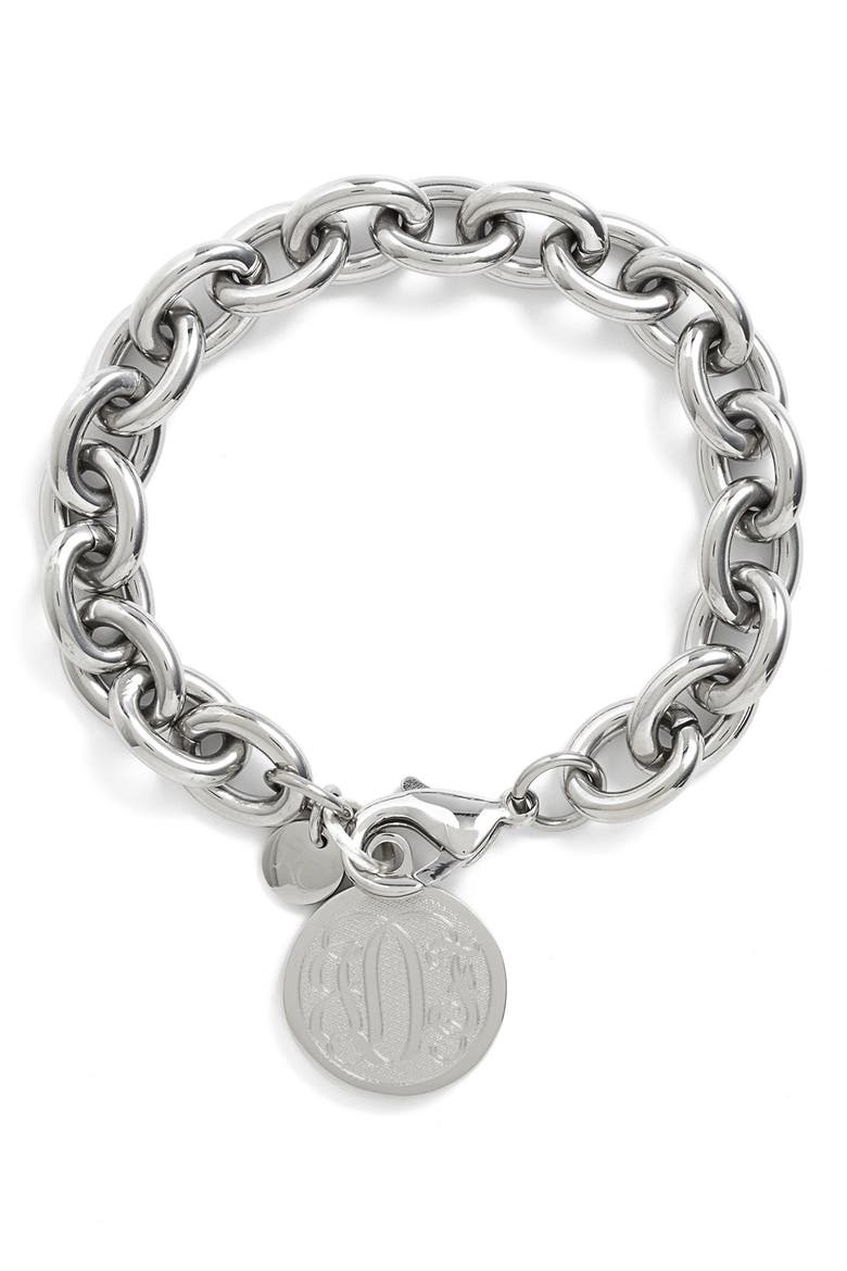 Personalized Monogram Link Bracelet, Main, color, SILVER