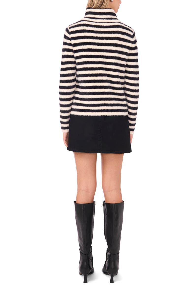 Fuzzy Stripe Sweater, Alternate, color, RICH BLACK
