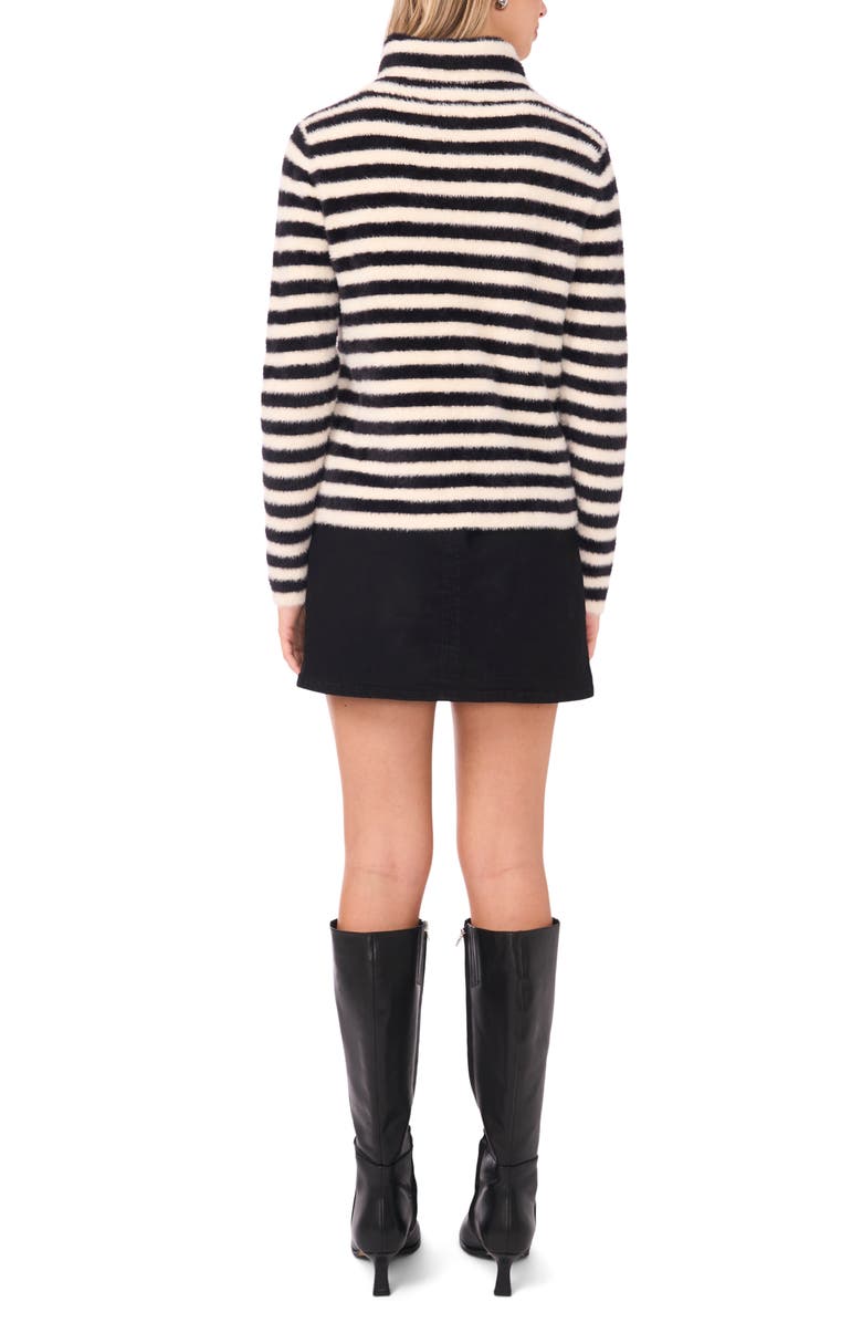 Vince Camuto Fuzzy Stripe Sweater, Alternate, color, Rich Black