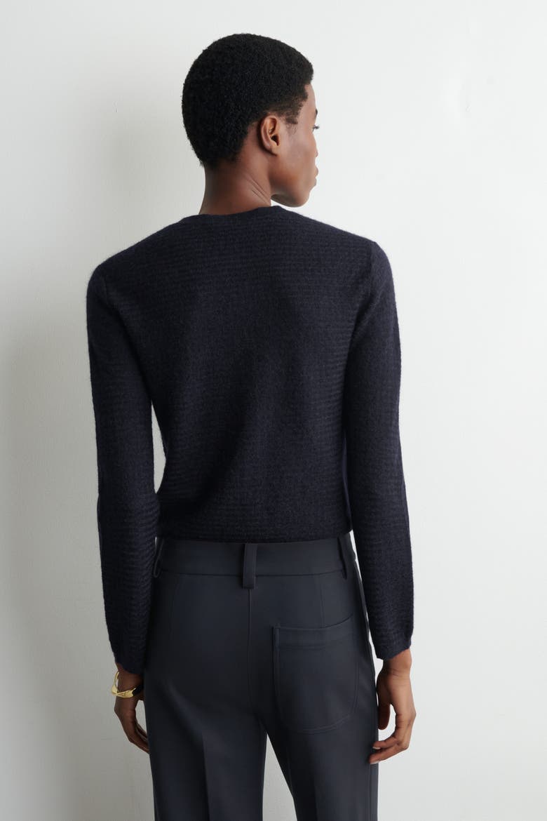 Zigzag-Knit Mohair-Blend Cardigan, Alternate, color, NAVY