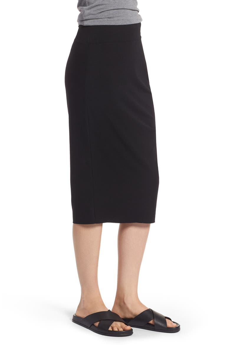 Ruched Knit Midi Skirt, Alternate, color, BLACK