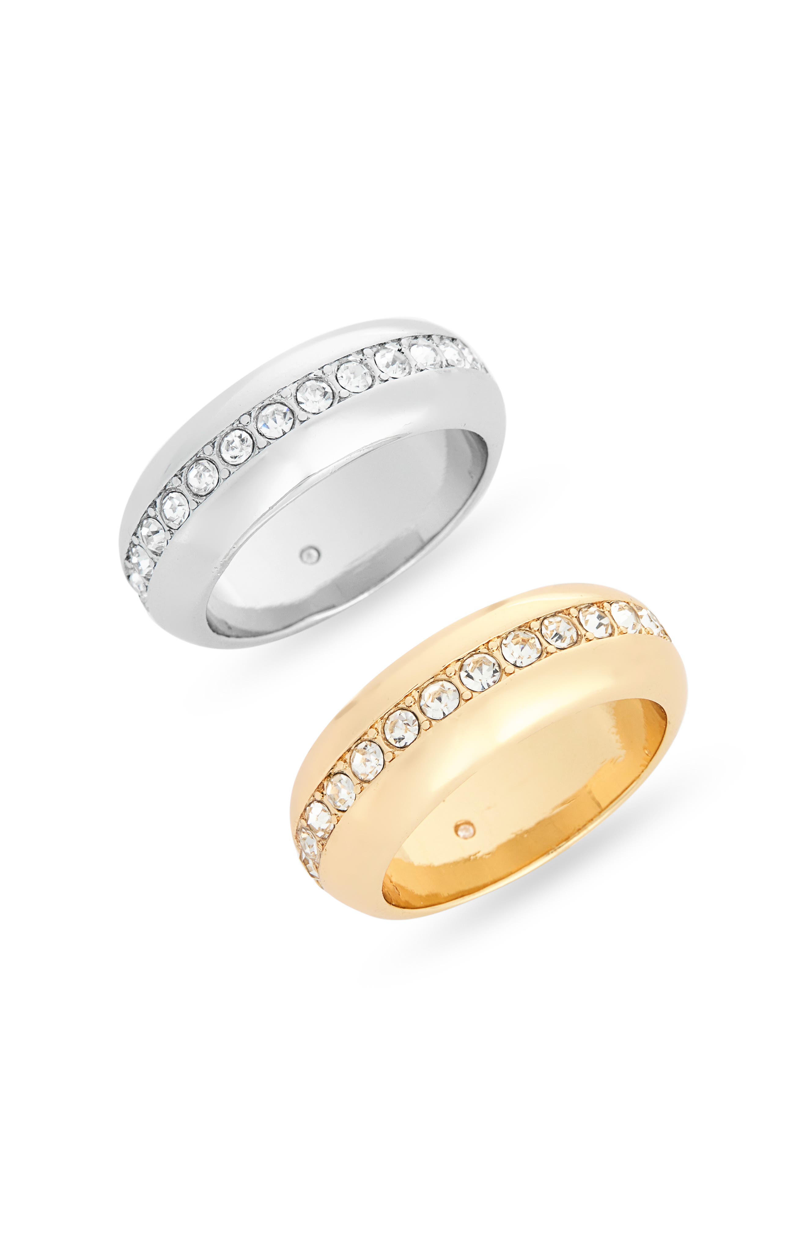Set of 2 Crystal Puffy Band Rings