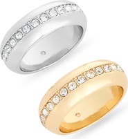 NORDSTROM RACK Set of 2 Crystal Puffy Band Rings
