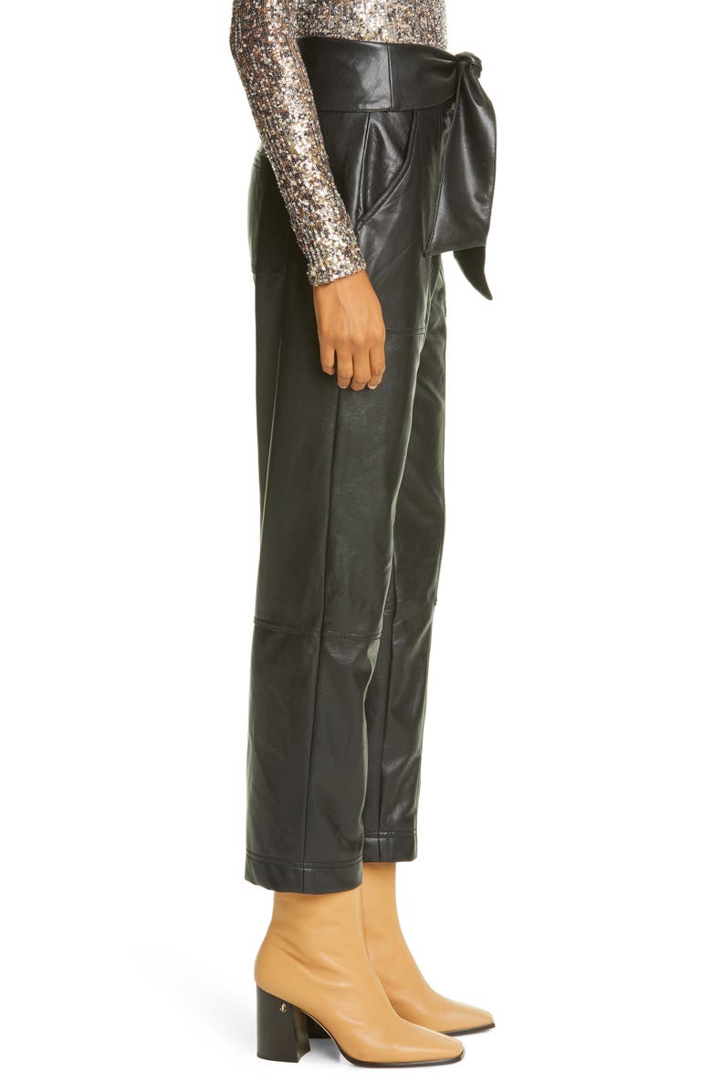 Simkhai Jonathan Simkhai Tessa Tie Waist Faux Leather Crop Pants, Alternate, color, 