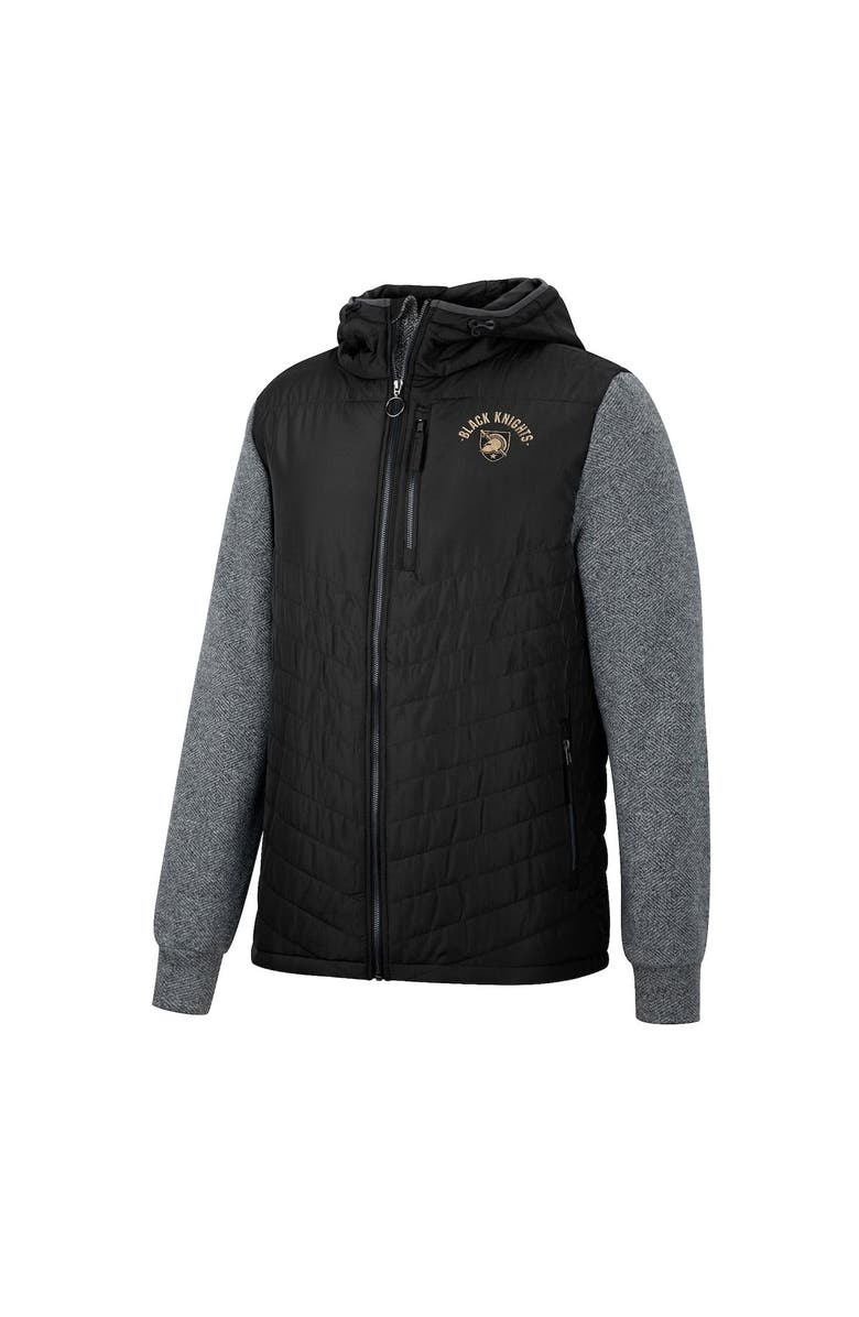 COLOSSEUM Men's Colosseum Black/Charcoal Army Black Knights Course Herringbone Full-Zip Hoodie, Alternate, color,