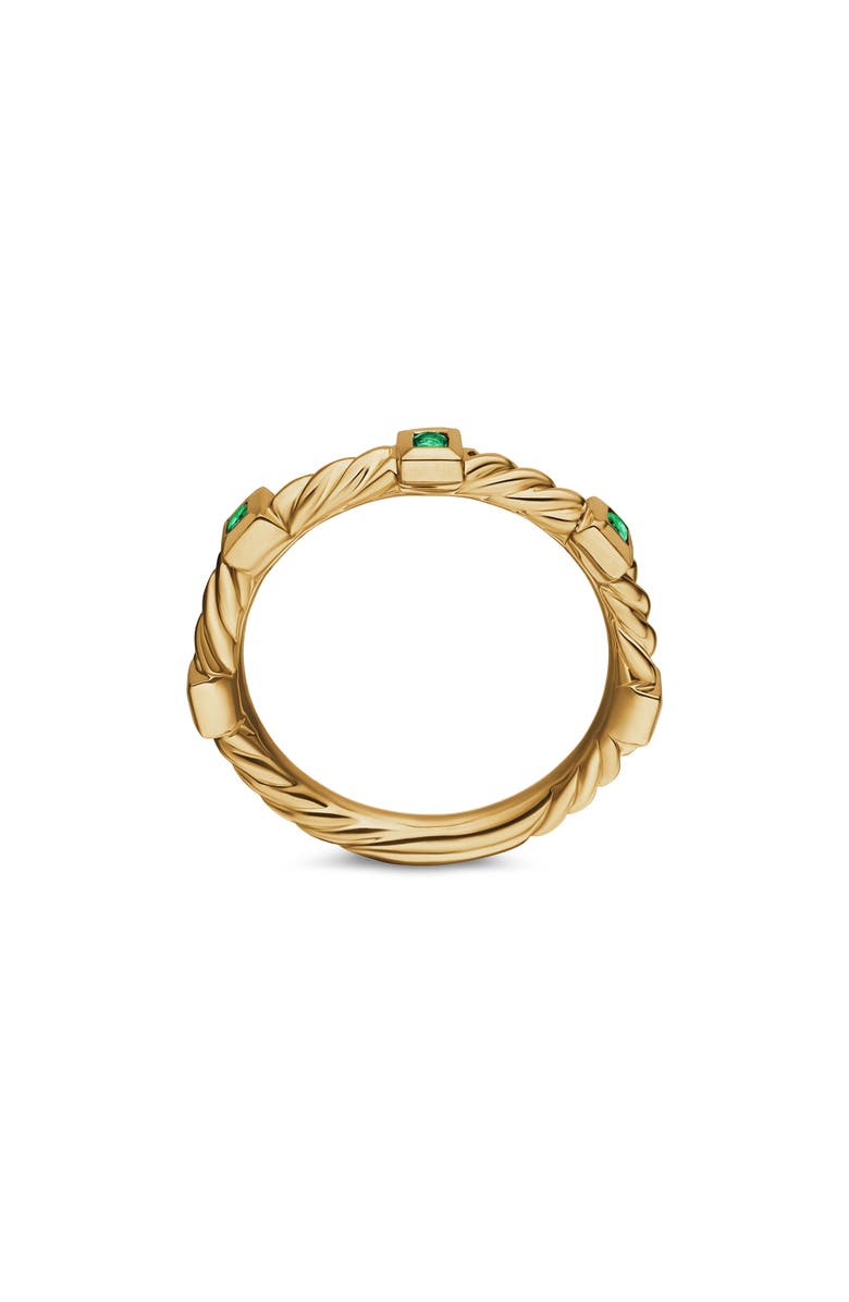 David Yurman Cable Collectibles<sup>®</sup> Stack Ring in 18K Yellow Gold with Emeralds, Alternate, color, Emerald 18K Yellow Gold