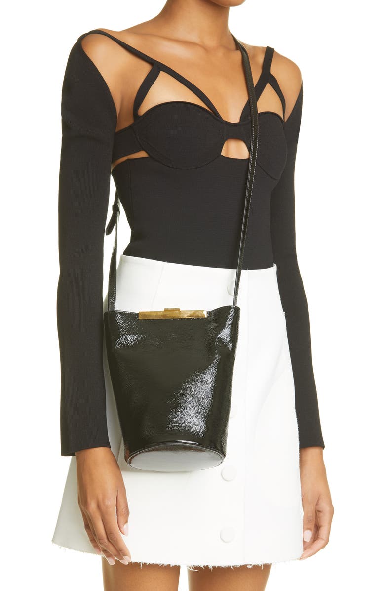 Khaite Etta Patent Leather Shoulder Bag, Alternate, color,