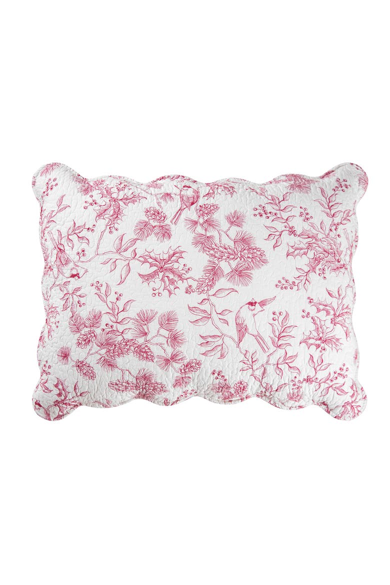 Evergreen Toile Cotton Quilt Set  - Reversible and Machine Washable, Alternate, color, Red