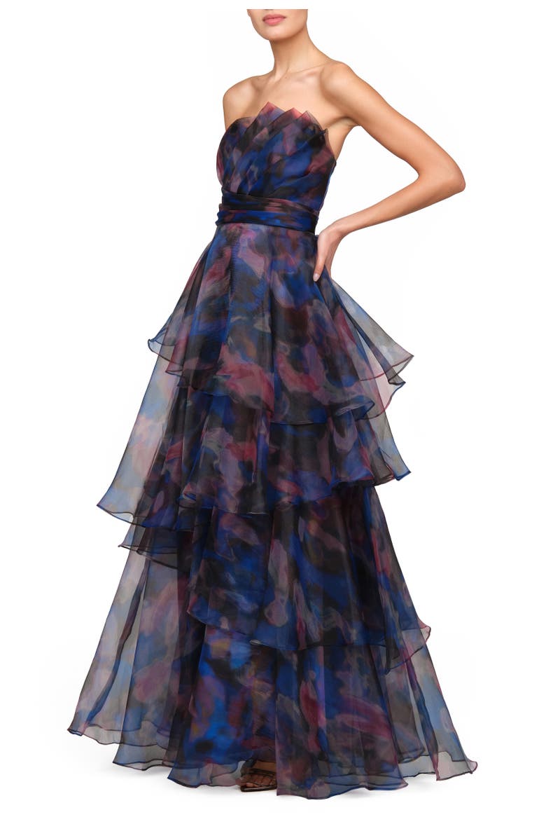 Theia Seona Strapless Organza Ballgown, Alternate, color, Shadow Aura