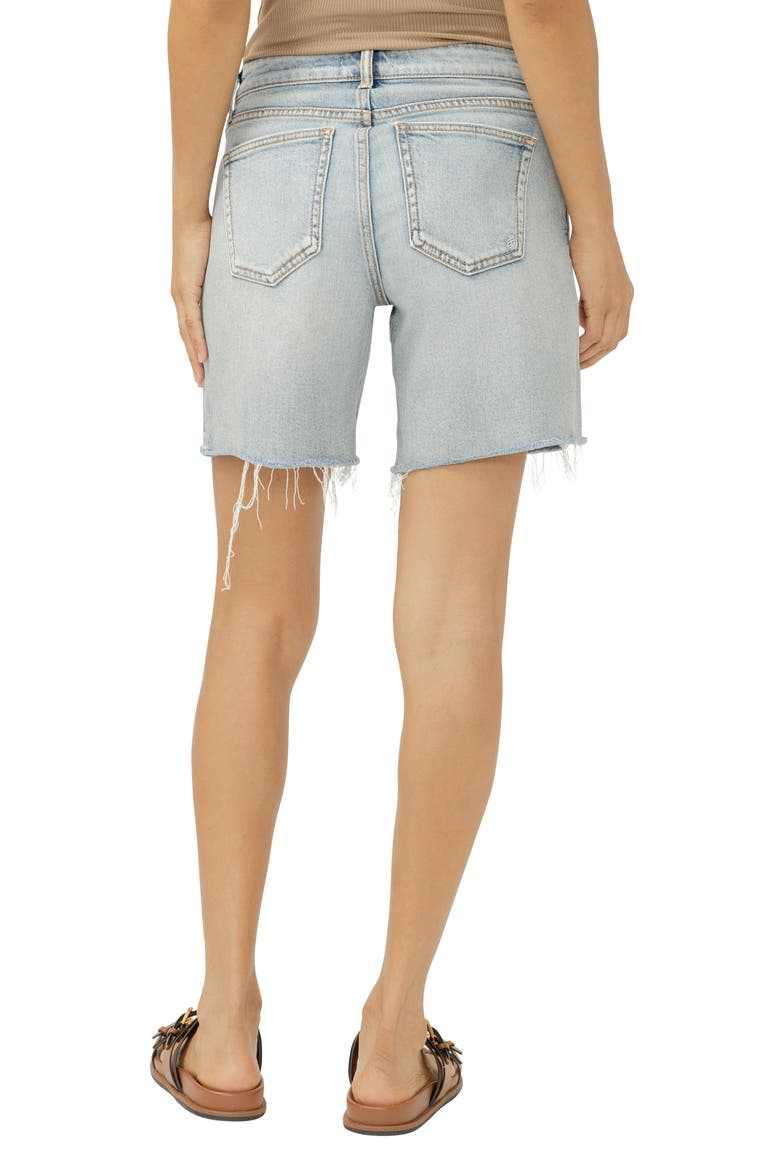 Suki Raw Hem Mid Thigh Denim Shorts, Alternate, color, PALMA