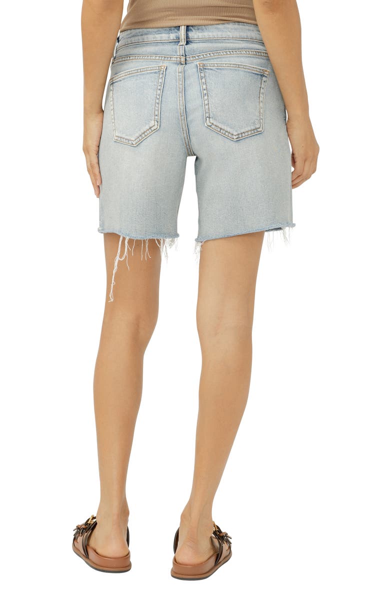 Silver Jeans Co. Suki Raw Hem Mid Thigh Denim Shorts, Alternate, color, Palma