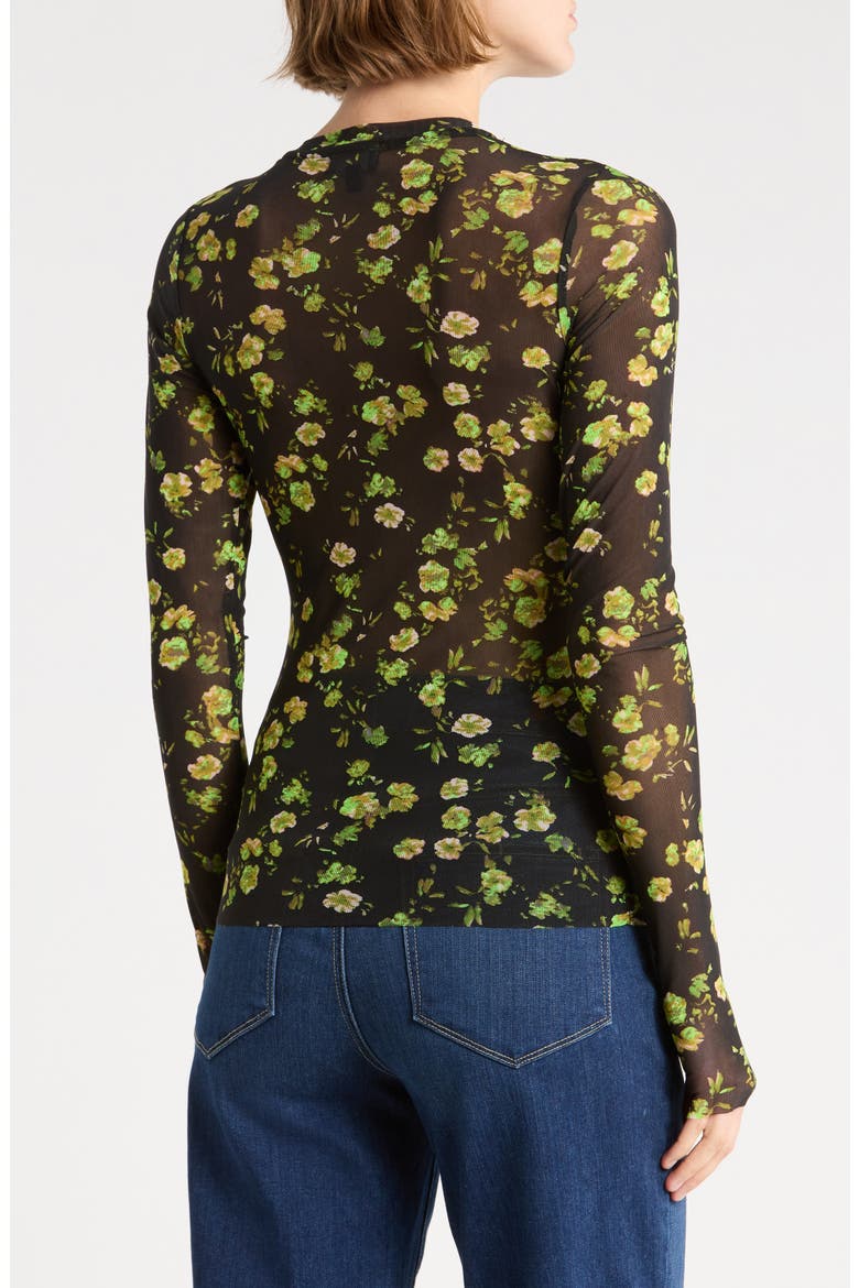 Kaylee Printed Long Sleeve Mesh Top, Alternate, color, CITRUS DITSY