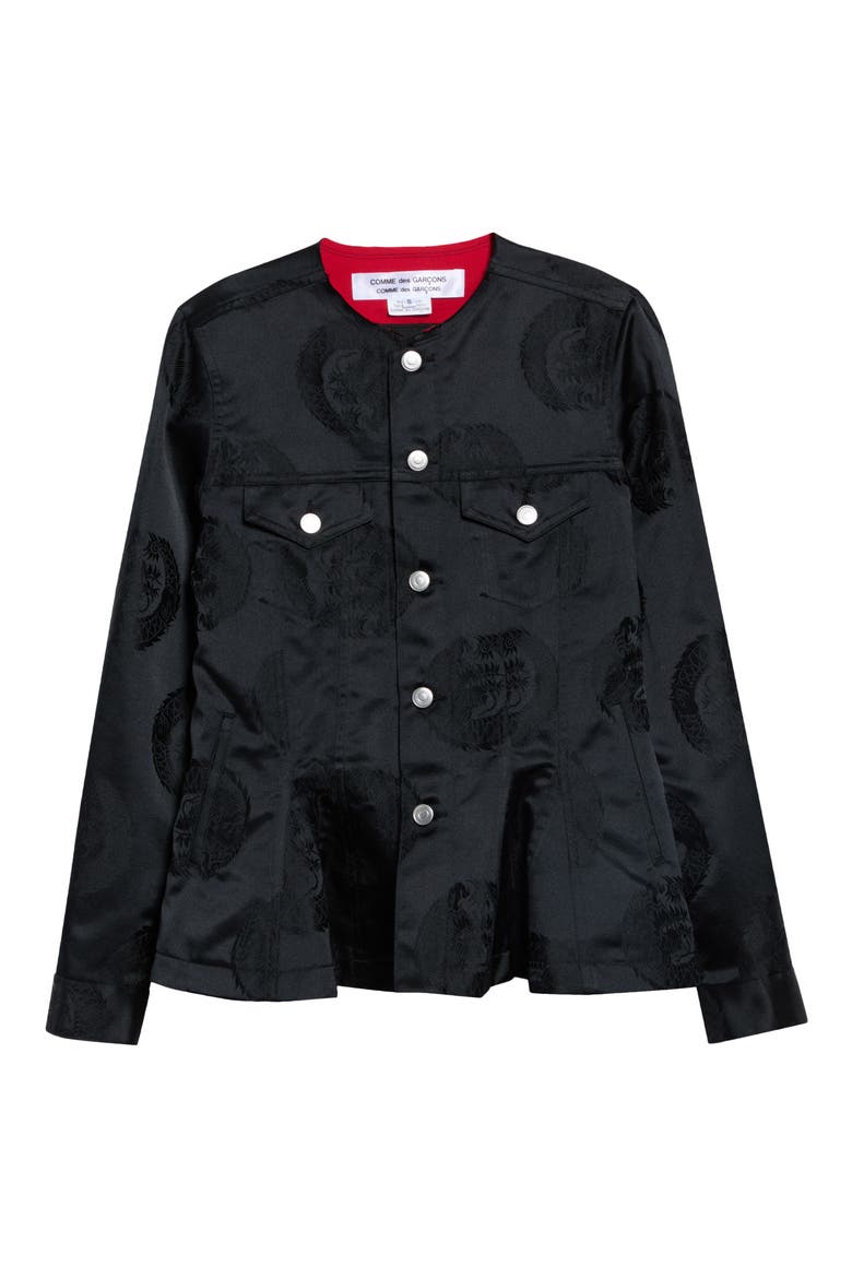 Dragon Jacquard Peplum Jacket, Main, color, BLACK