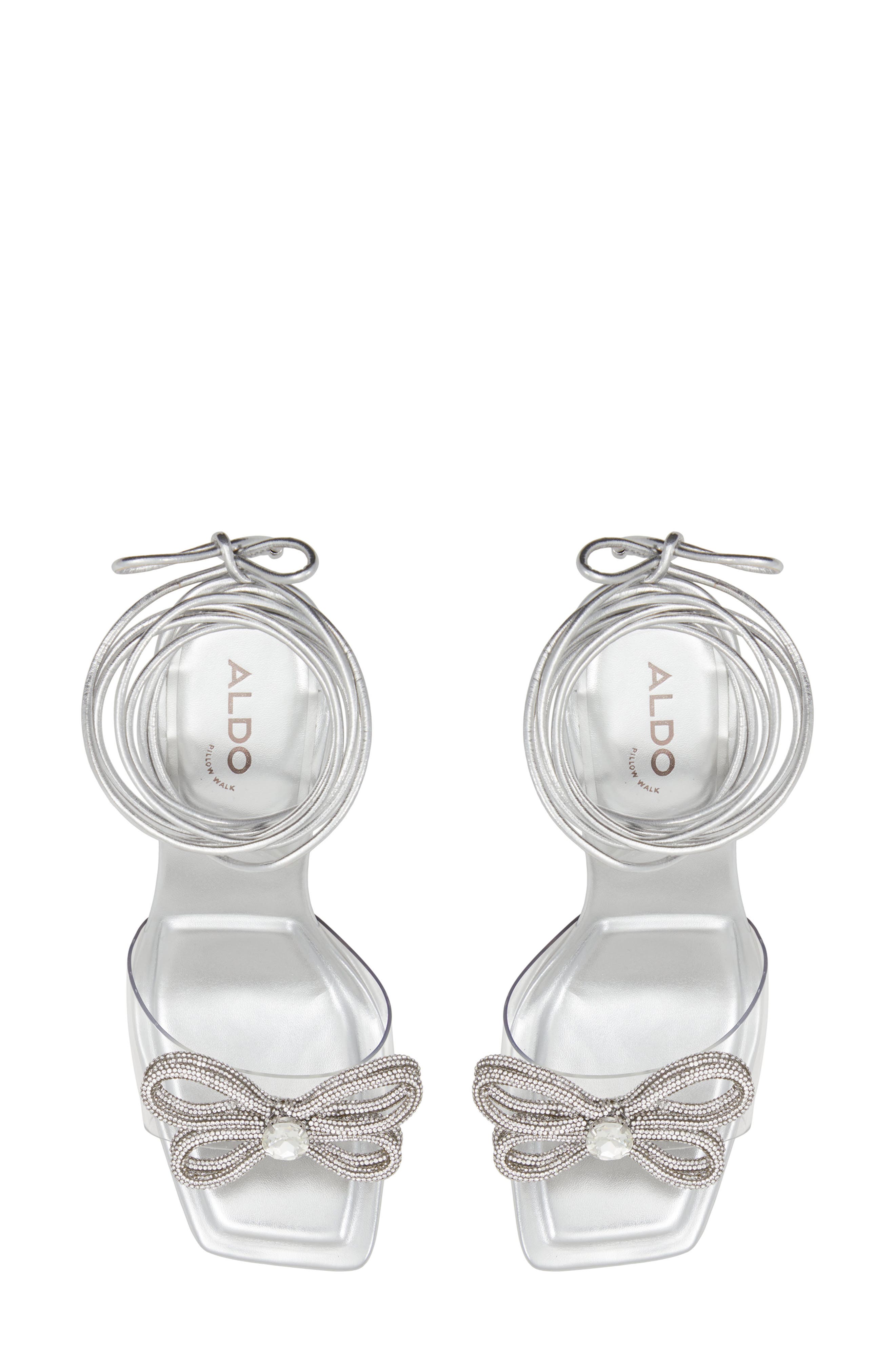 ALDO Nadeline Crystal Bow Ankle Wrap Sandal, Alternate, color, 