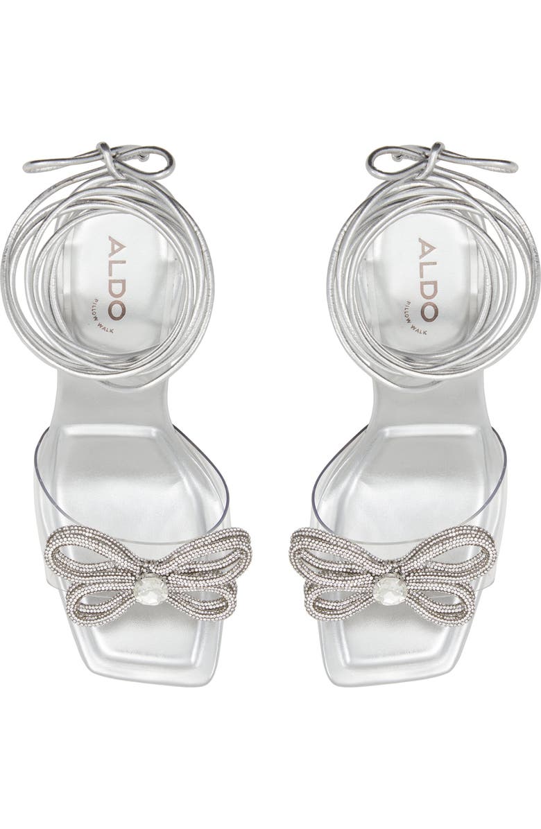 ALDO Nadeline Crystal Bow Ankle Wrap Sandal, Alternate, color,