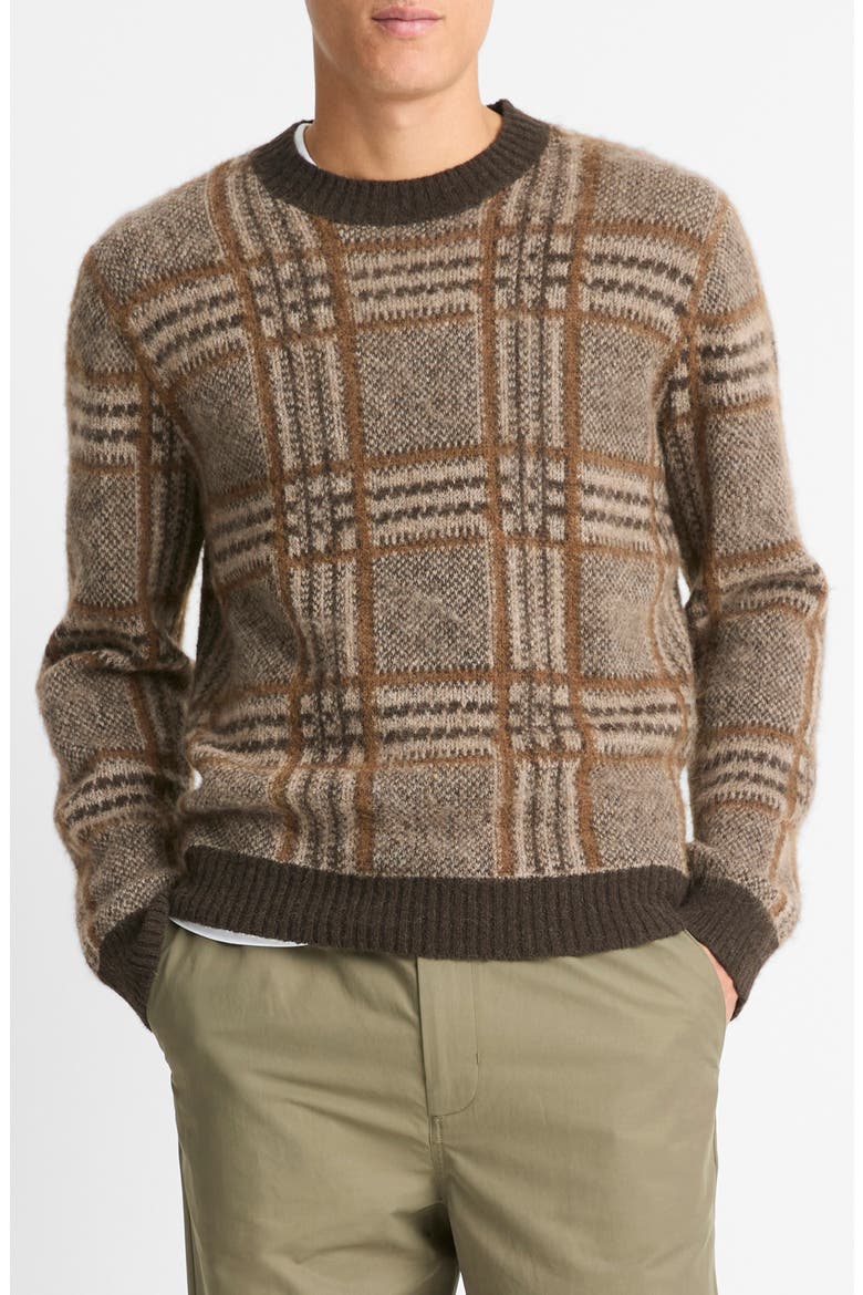 Brushed Glen Plaid Sweater, Main, color, BRISTLE KHAKI COMBO