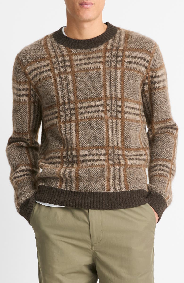 Vince Brushed Glen Plaid Sweater, Main, color,