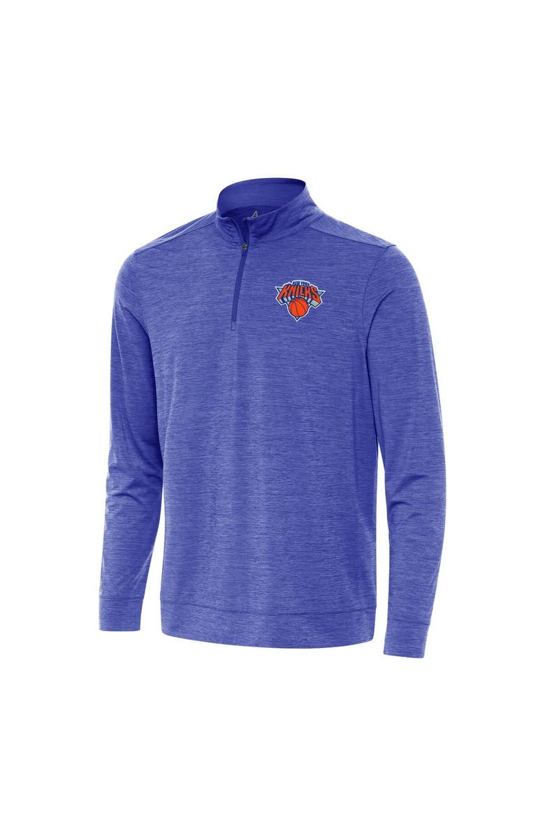 ANTIGUA Men's Antigua Heather Royal New York Knicks Bright Quarter-Zip Top, Main, color, Heather Royal