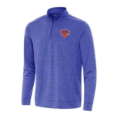 Men's Antigua Heather Royal New York Knicks Bright Quarter-Zip Top