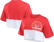 FANATICS Women's Fanatics Branded Red/White Kansas City Chiefs Boxy Color Split Cropped T-Shirt