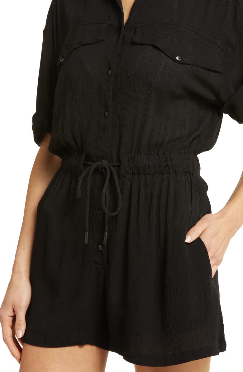 Elan Cuff Sleeve Cover-Up Romper, Alternate, color,