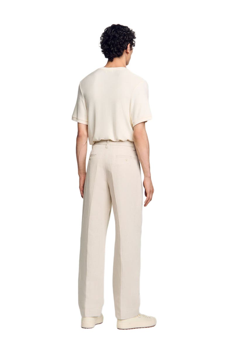 SANDRO Wide-leg trousers with creases, Alternate, color, Oats