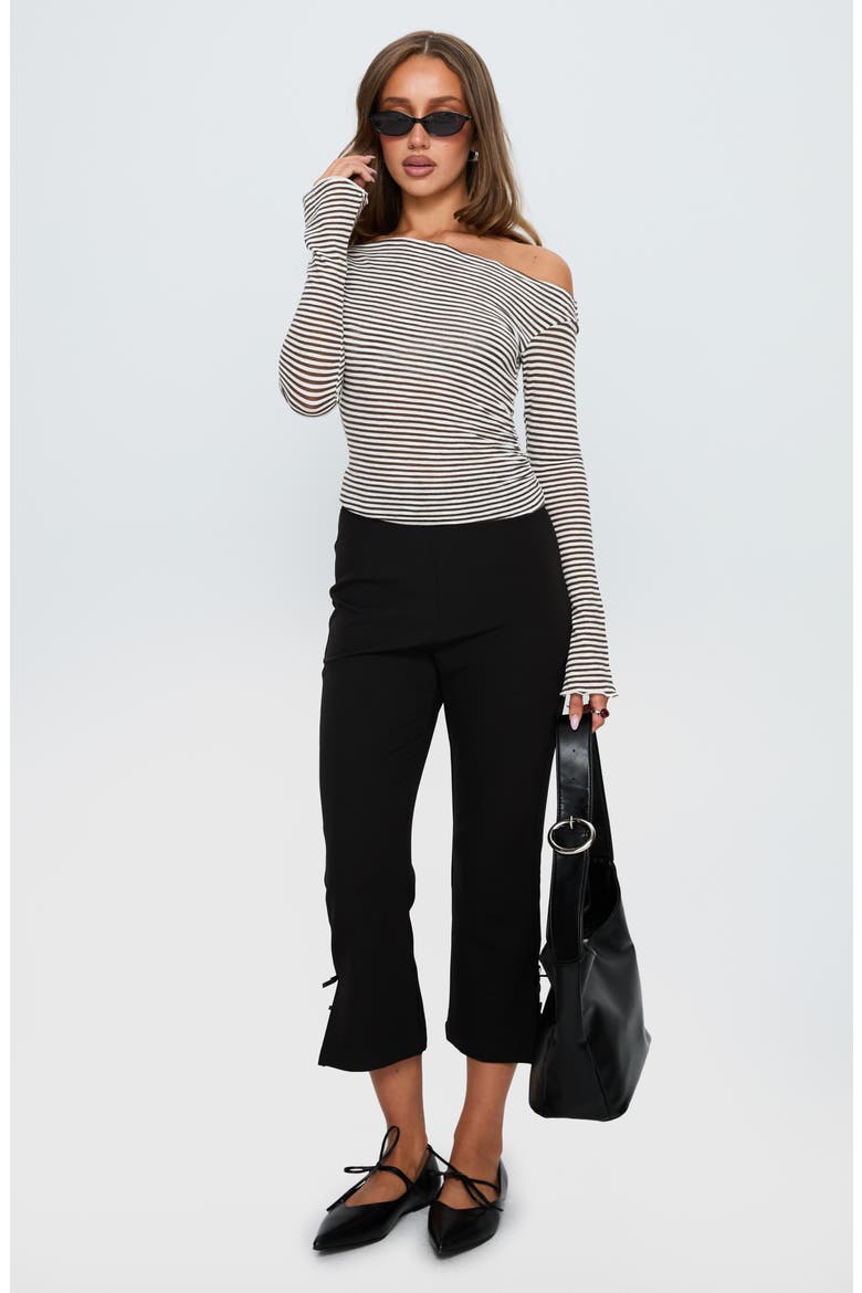 Synergies Stripe One-Shoulder Top, Alternate, color, BROWN / WHITE STRIPE