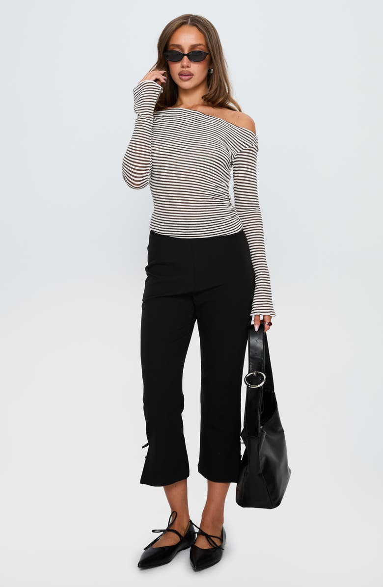 Princess Polly Synergies Stripe One-Shoulder Top, Alternate, color, Brown / White Stripe