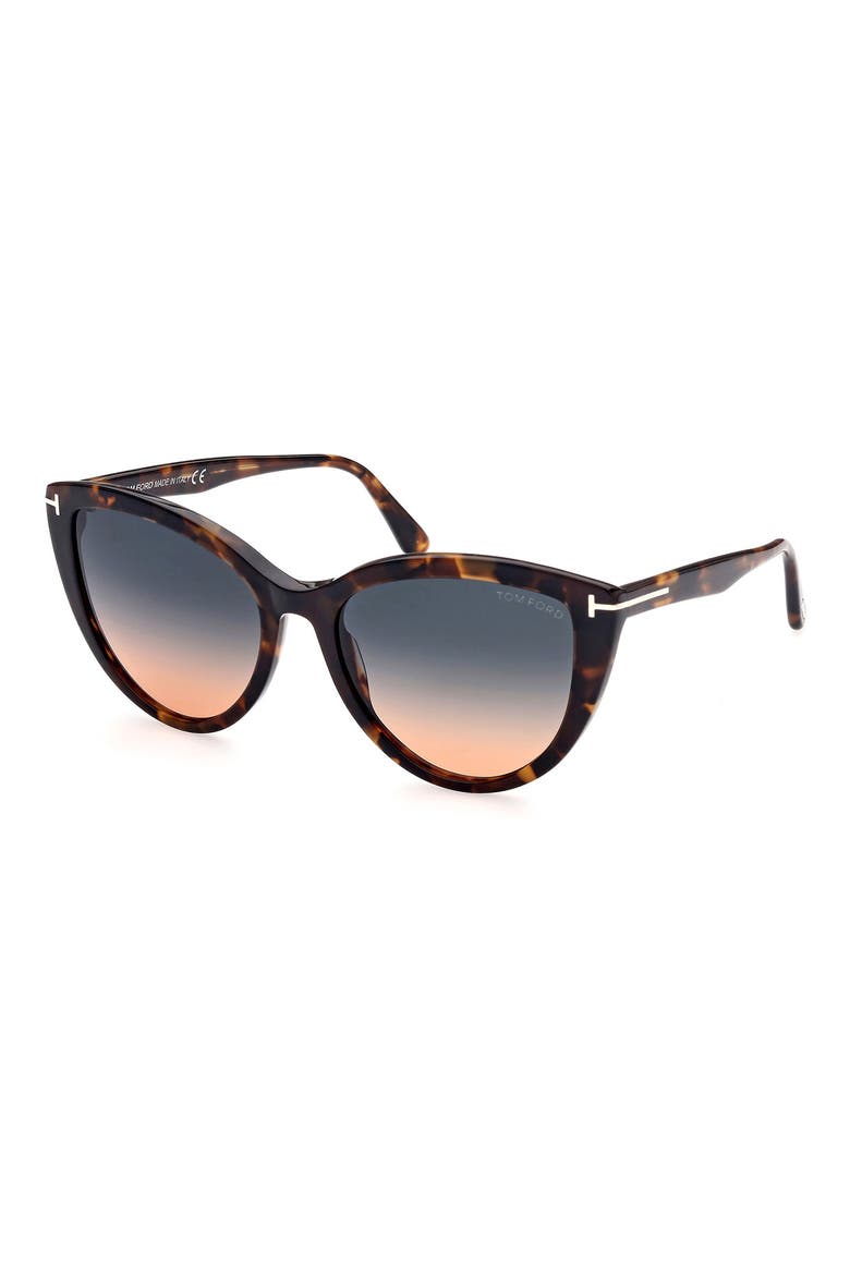 Isabella-02 56mm Gradient Cat Eye Sunglasses, Alternate, color, COLHAV/ GRNG