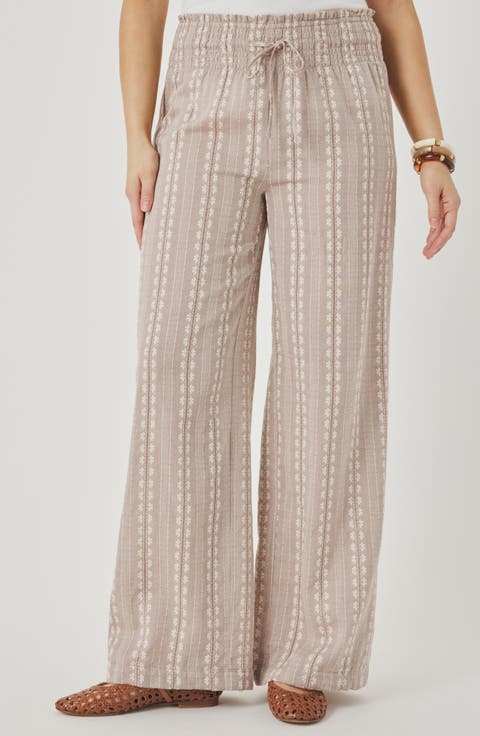 Meadow Embroidered Cotton Drawstring Pants