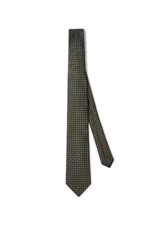 Brunello Cucinelli Necktie With Jacquard Pattern In Khaki