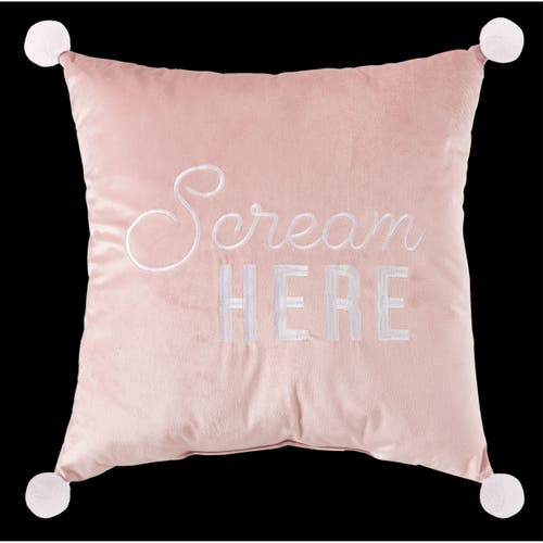 Totalee Gift Scream Here Velvet Pillow Polyester Pink