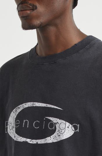 Balenciaga Loop Sports Icon Distressed Boxy Logo Graphic T