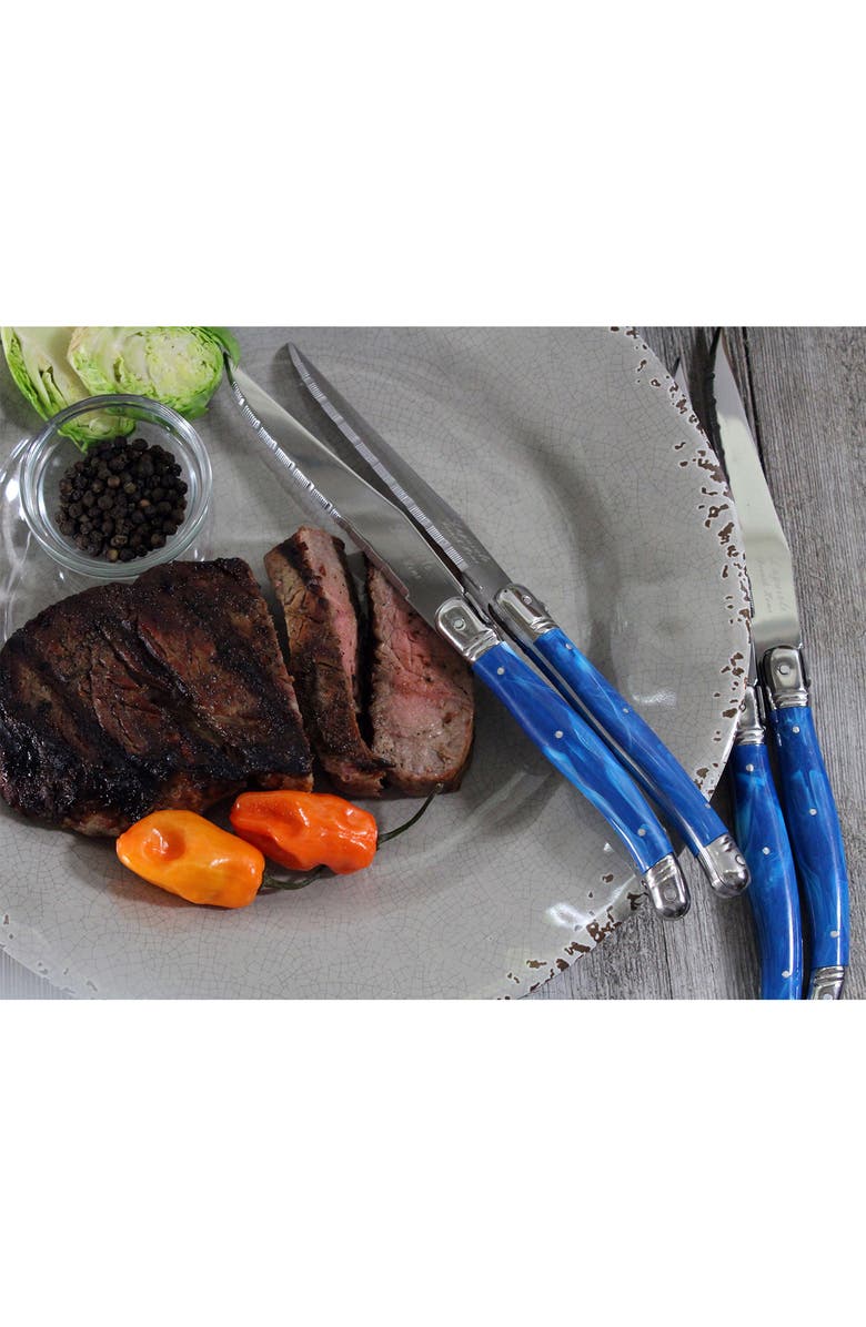 FRENCH HOME Laguiole Blue Marble Steak Knives - Set of 4, Alternate, color, Blue