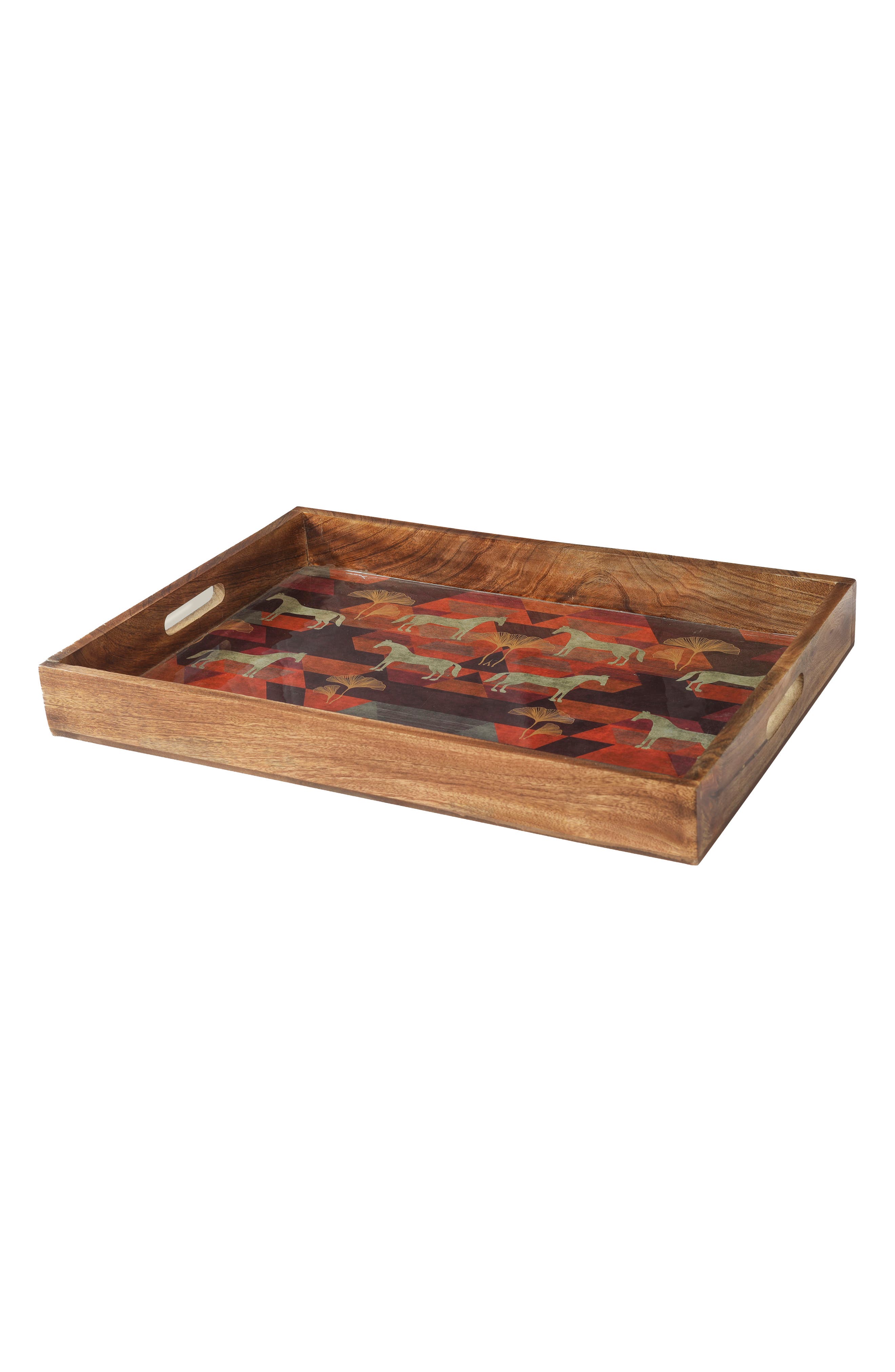 Tiramisu Horse Print 3-Piece Wooden Tray Set