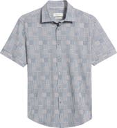 Bugatchi Miles OoohCotton® Geo Print Short Sleeve Button-Up Shirt