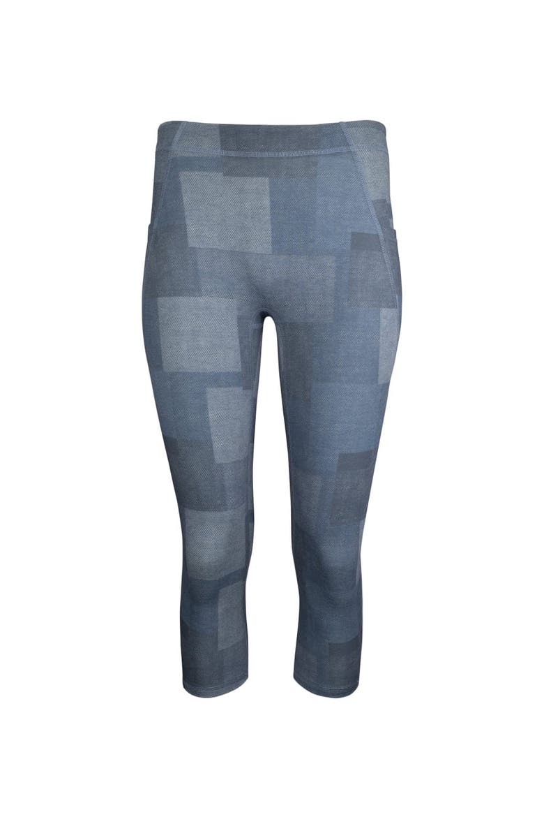 Mae Organic Cotton High Waisted Capri Legging, Main, color, Denim Patchwork