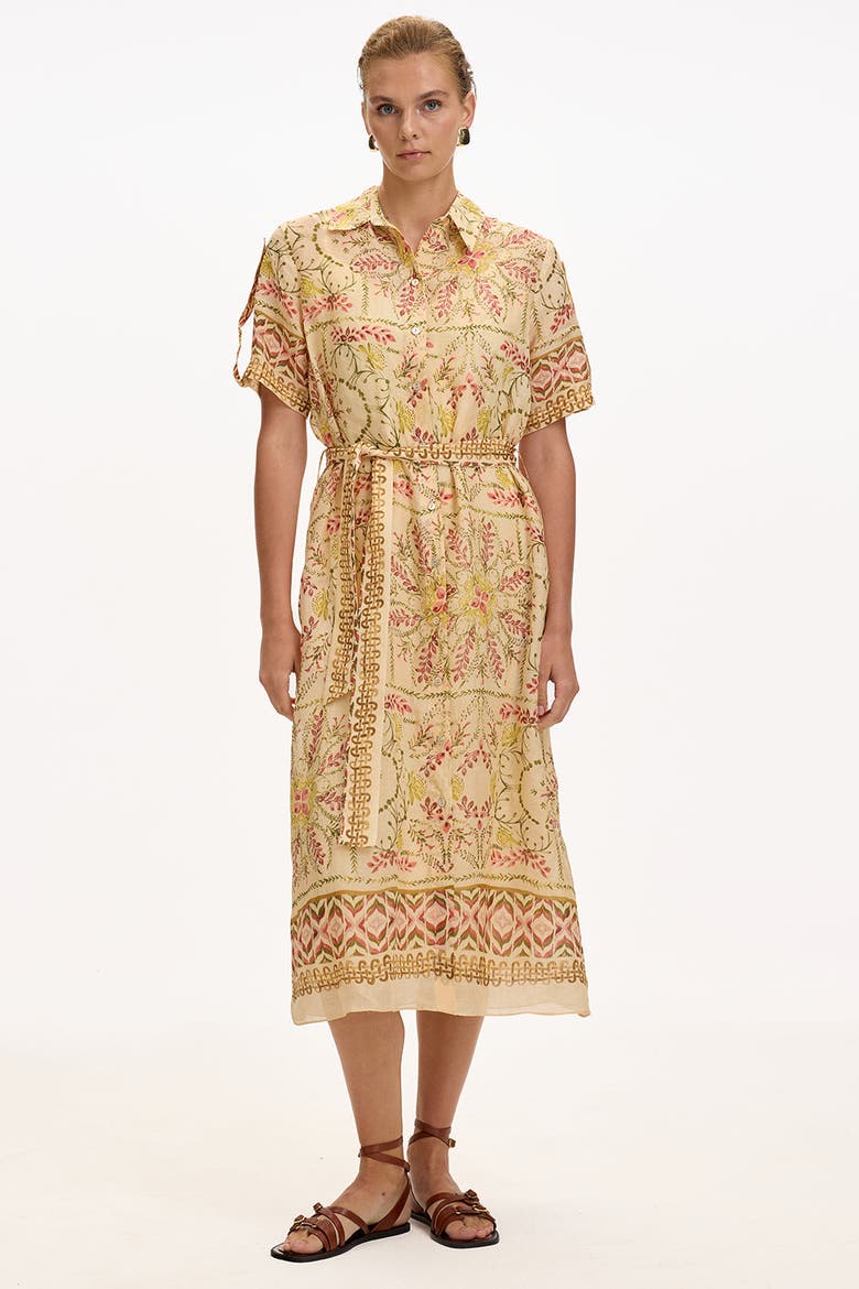 Abbey Short Sleeve Printed Midi Dress, Alternate, color, Multi Color