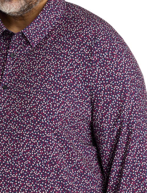 Perry Ellis Big & Tall Micro Floral Patterned Sport Shirt In Blue