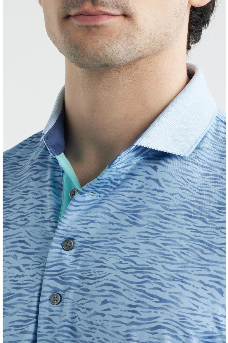 Deep Water Performance Print Polo, Alternate, color, WOLF BLUE