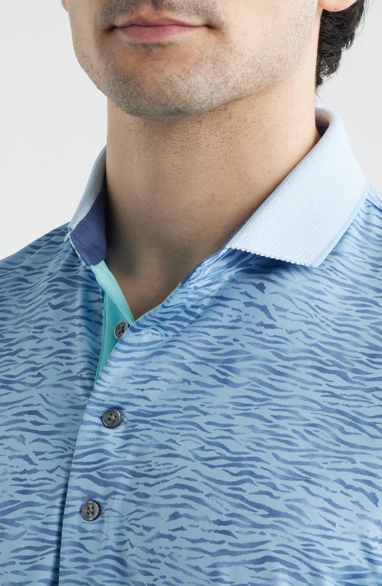 Greyson Deep Water Performance Print Polo, Alternate, color, Wolf Blue