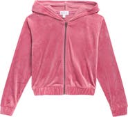 Tractr Kids' Crystal Stud Velour Full Zip Hoodie