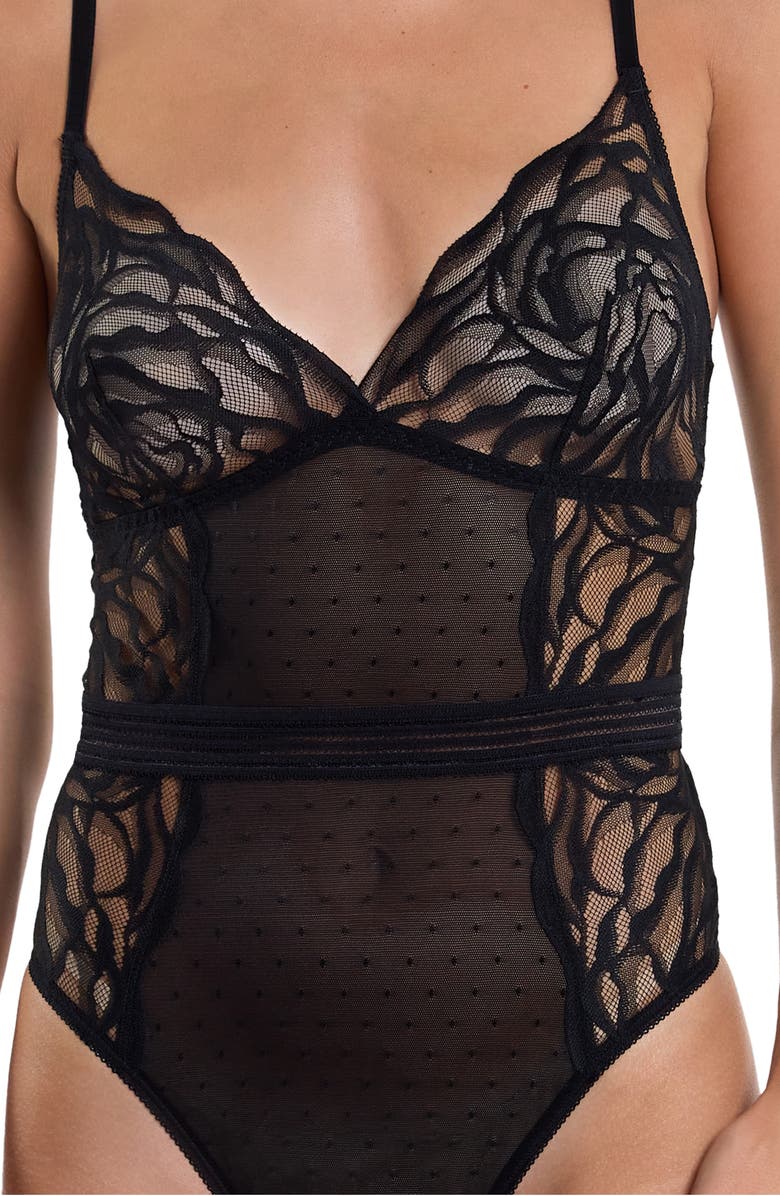 Hanky Panky GG Sheer Mesh Bodysuit, Alternate, color, Black