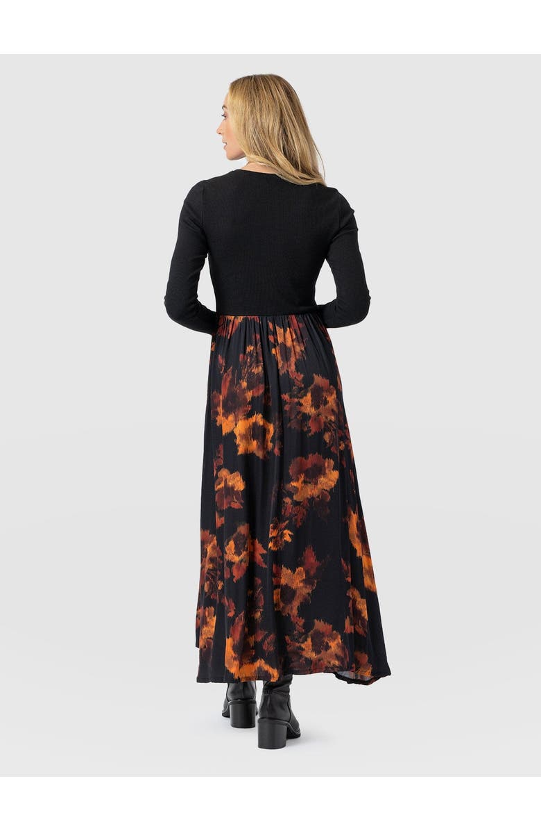 Saint + Sofia Renee Contrast Dress, Alternate, color, Autumn Floral