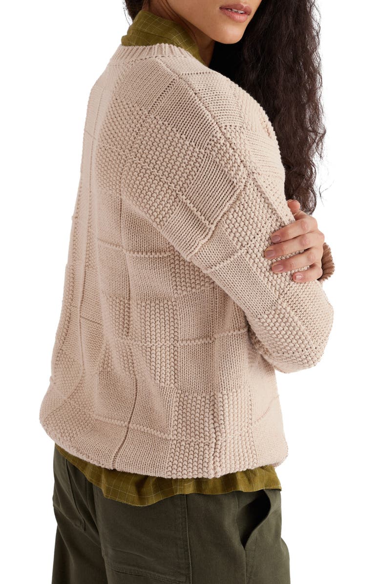 Seasalt Cornwall Hedge Rock Check Stitch Organic Cotton Blend Sweater, Alternate, color, Knit Melange Aran
