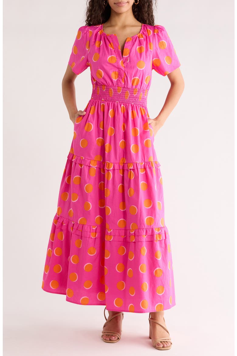 Haylie A-Line Dress, Main, color, FUCHSIA-ORANGE-DOT