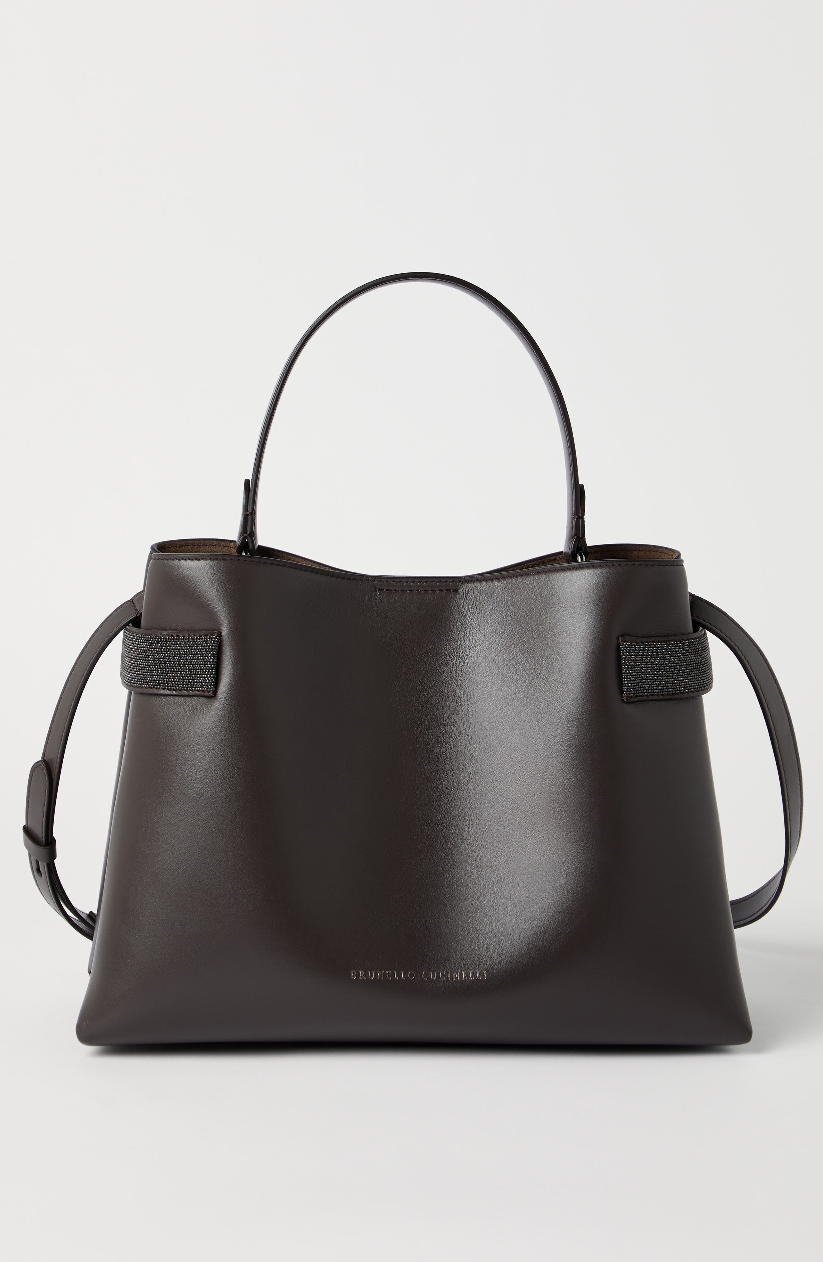 Brunello Cucinelli Top-Handle Essence bag, Alternate, color, Rust Brown