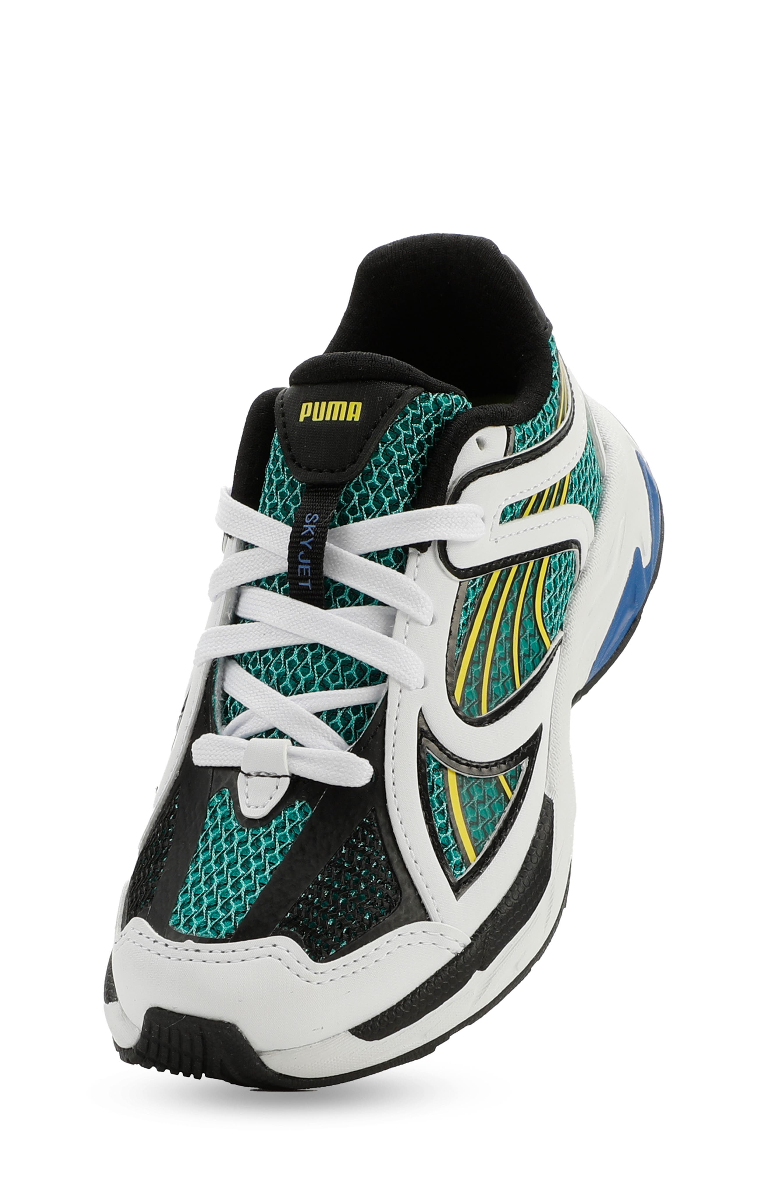 Kids' Skyjet Sneaker, Alternate, color, PUMA WHITE/ GREEN/ LEMON